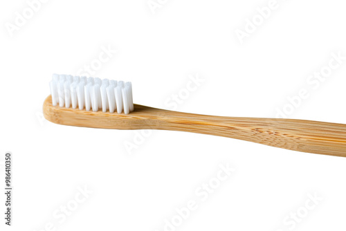 Organic bamboo toothbrush, minimalistic design, plasticfree handle,Isolated on transparent background photo