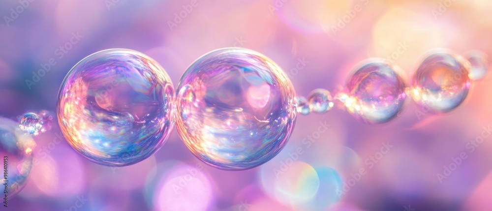 Colorful soap bubbles floating gracefully in the sunlight with a dreamy pastel background Colorful soap bubbles floating gracefully in the sunlight with a dreamy pastel background
