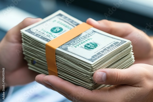 A close-up of hands holding a stack of cash, representing a large lump sum investment ready for allocation