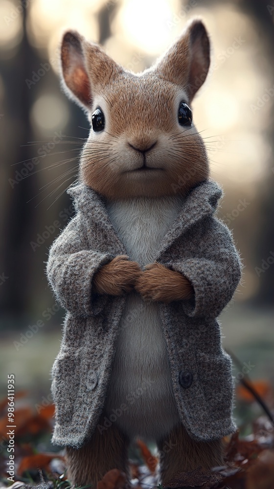 Cute Rabbit in a Coat - Adorable Animal Portrait Cute Rabbit in a Coat - Adorable Animal Portrait
