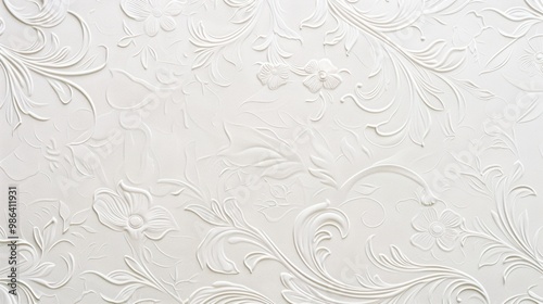 Obraz na płótnie White Floral Embossed Wall Texture w salonie