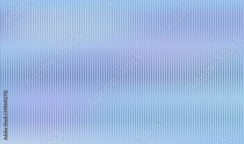Ribbed glass texture background. Gradient with light blue colors with thin stripes with blurred. Background with corrugated metal effect