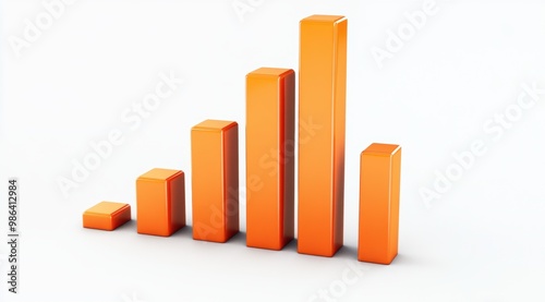 3D render of a simple bar graph going up, isolated on a white background 