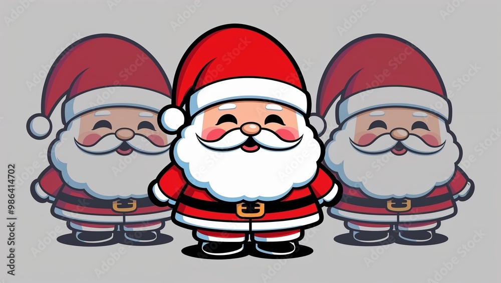 Smiling Santa Claus in vector illustration with chibi art style on grey background with copy space Smiling Santa Claus in vector illustration with chibi art style on grey background with copy space
