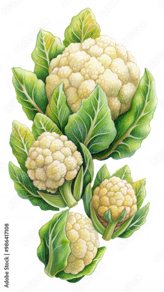 Fototapeta premium Levitating Cauliflower Isolated on Light Background