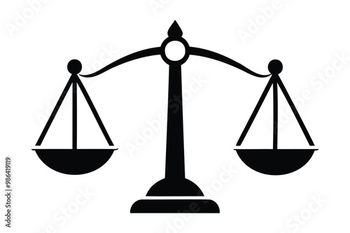 Justice scales minimalist silhouette clipart