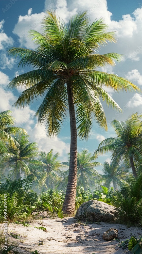 Tropical Paradise: Palm Trees on a Sandy Beach Tropical Paradise: Palm Trees on a Sandy Beach