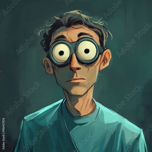 A Sociopathic Surgeon with a High Hairline and Googly Eyes, Potential usecase for medical or psychological concept Generative AI photo