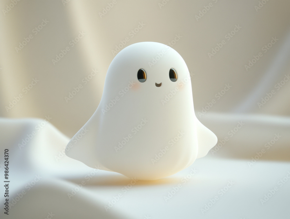 A charming and friendly 3D rendered ghost character A charming and friendly 3D rendered ghost character