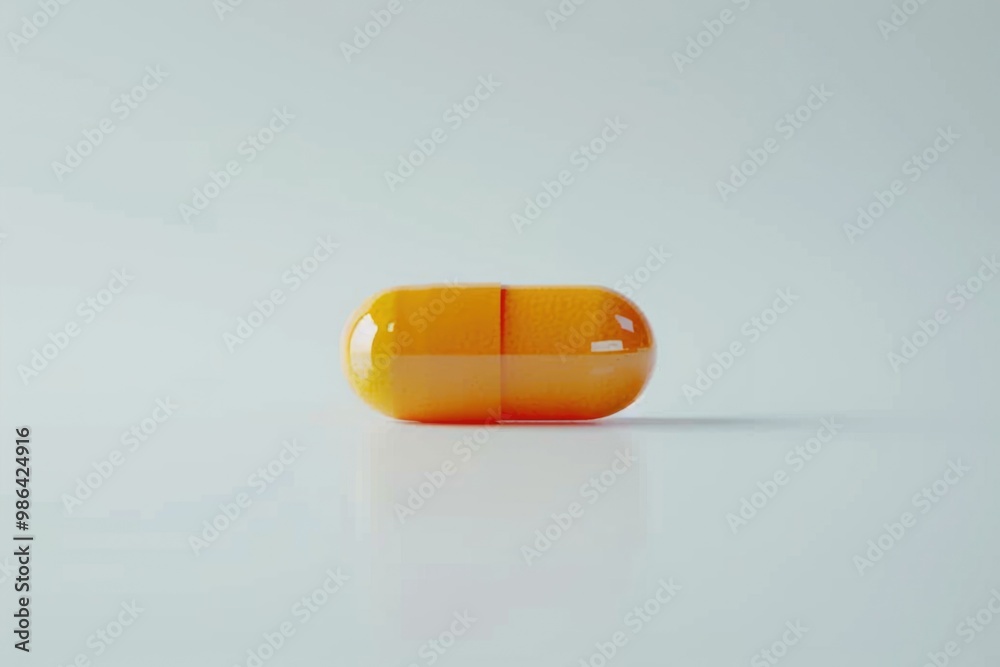 One pill on white background. Medicinal treatment One pill on white background. Medicinal treatment One pill on white background. Medicinal treatment One pill on white background. Medicinal treatment
