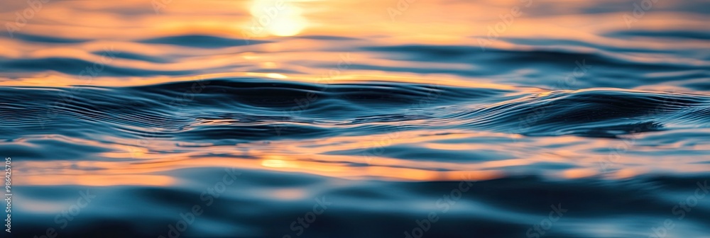 Rippled water texture captured at sunset, with light reflecting on the surface Rippled water texture captured at sunset, with light reflecting on the surface