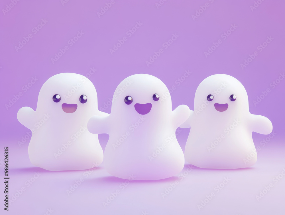 A charming and friendly 3D rendered ghost character A charming and friendly 3D rendered ghost character