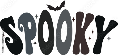 Groovy Black Spooky shirt design, halloween text quote Adobe Illustrator Artwork