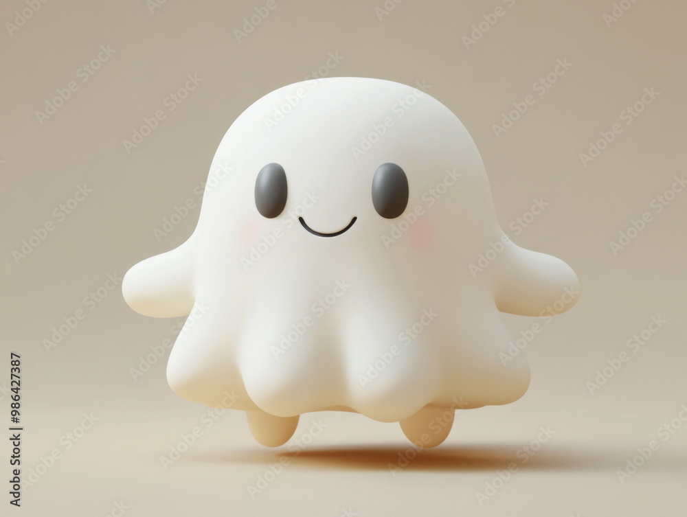 A charming and friendly 3D rendered ghost character A charming and friendly 3D rendered ghost character