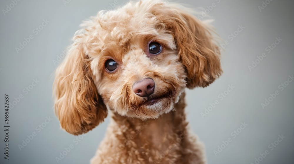 A close-up portrait of a Jack-A-Poo dog, showcasing its distinctive features and fluffy coat against a smooth, light backdrop A close-up portrait of a Jack-A-Poo dog, showcasing its distinctive features and fluffy coat against a smooth, light backdrop