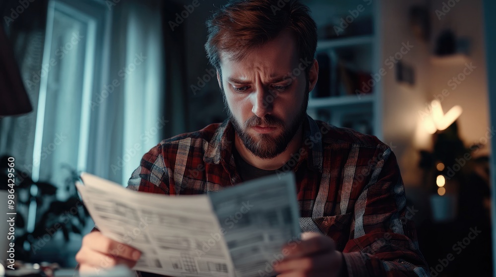 Man Worrying About Paying Bills and Bankruptcy. Man Worrying About Paying Bills and Bankruptcy.
