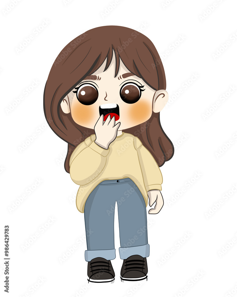 Cute girl shocked with hand on mouth 