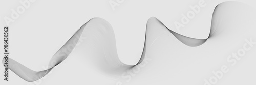 Elegant abstract design featuring monochrome wavy fine lines intertwined against a white background. vector