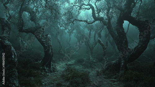 Wallpaper Mural Haunted forest with twisted trees and eerie lighting Torontodigital.ca