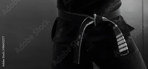 Obraz na płótnie Brazilian Jiu jitsu black belt bjj web banner with copy space background w salonie