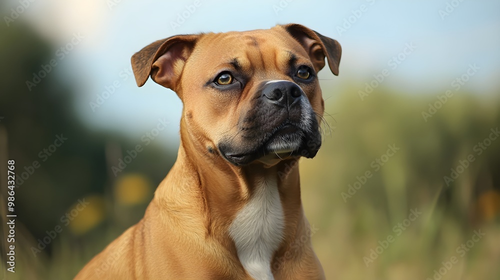 A Beabull dog sitting on a , showcasing its expressive face and short, sleek coat A Beabull dog sitting on a , showcasing its expressive face and short, sleek coat