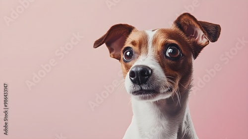 A lifelike illustration of a dog with a quirky personality, showcasing its unique fur texture against a light solid color backdrop photo