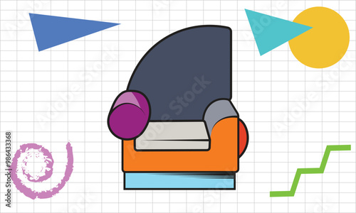 Vector graphic of a memphis design style chair