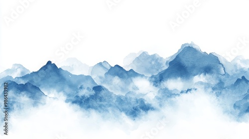 Watercolor Clouds in Traditional Chinese Painting Style for Decorative Backgrounds Generative AI