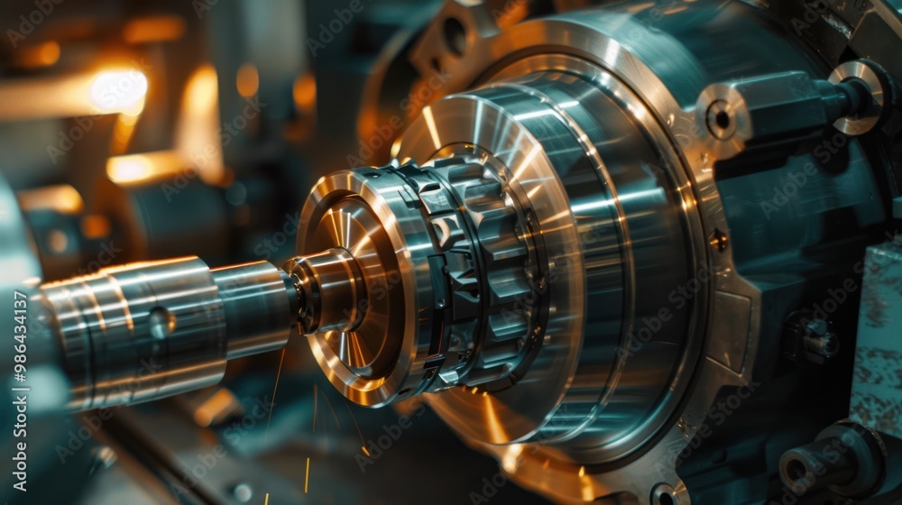 Closeup of a Metal Lathe in Action Closeup of a Metal Lathe in Action