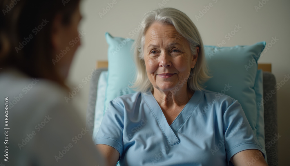 Hopeful Senior Woman with a Doctor, Healthcare and Cell Therapy, Genetic Engineering Technology Hopeful Senior Woman with a Doctor, Healthcare and Cell Therapy, Genetic Engineering Technology