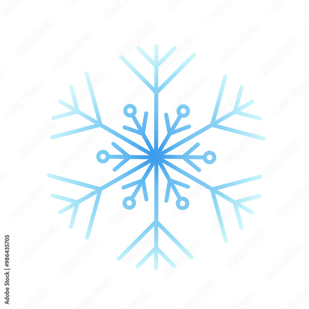 Blue gradient snowflake raster illustration Blue gradient snowflake raster illustration