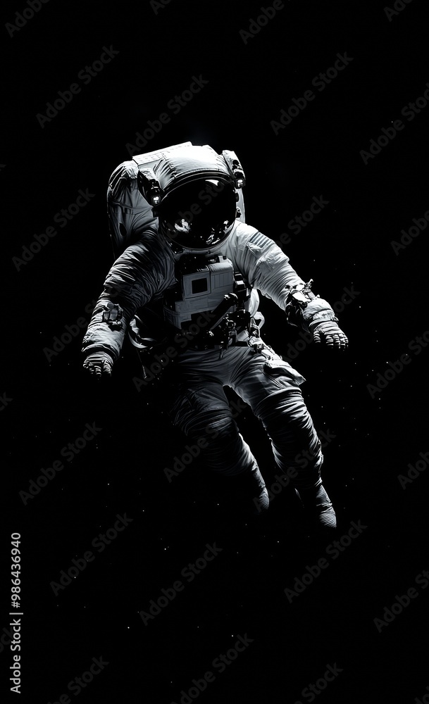 Astronaut Floating in Space with High Contrast Cinematic Lighting for Space Exploration Concepts Generative AI