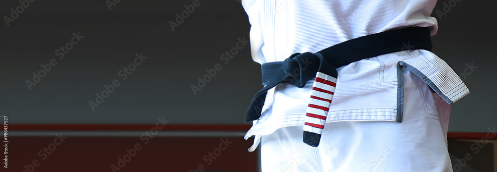 Brazilian Jiu jitsu black belt bjj web banner with copy space background