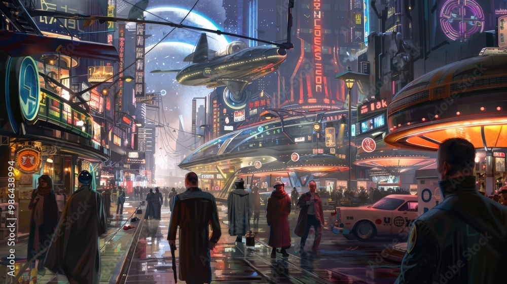 magazine of Describe a retro-futuristic cityscape reminiscent of the 1950s but with advanced technology seamlessly integrated into everyday life. magazine of Describe a retro-futuristic cityscape reminiscent of the 1950s but with advanced technology seamlessly integrated into everyday life.