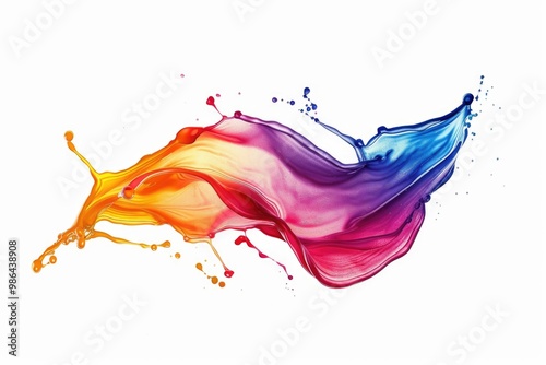Colored splashes in stripe shape  isolated on white background