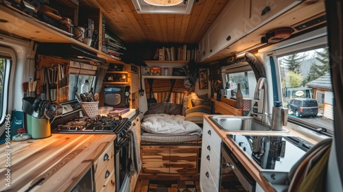 magazine of Create a handbook for aspiring van dwellers, offering tips on converting vans into cozy homes and navigating life on the road photo