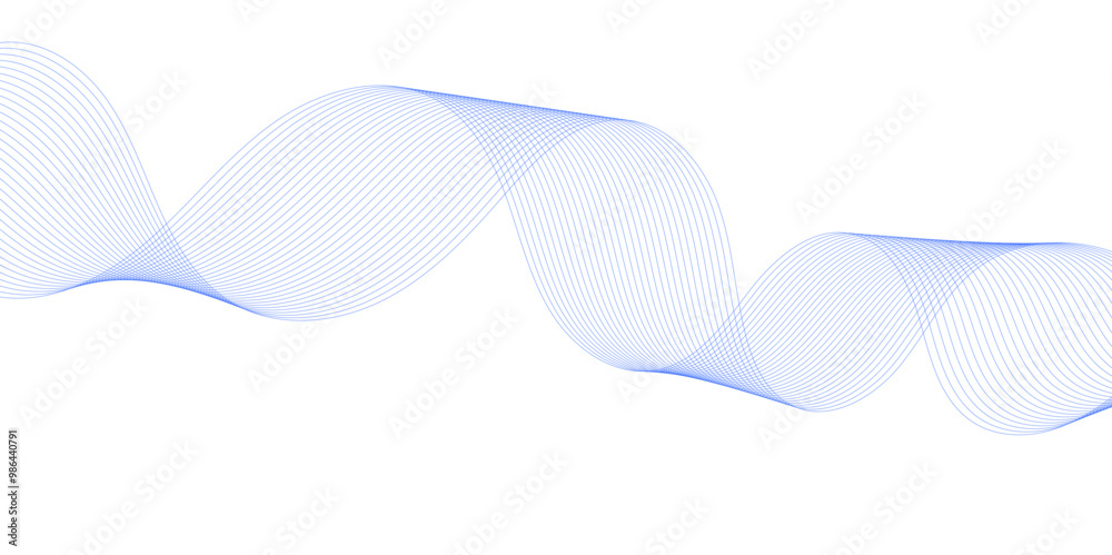 blue ribbon on white background for desktop. waves line vector design