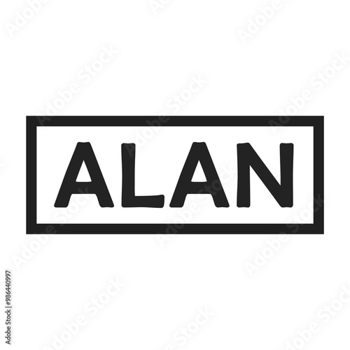 The name Alan in a minimalist table photo