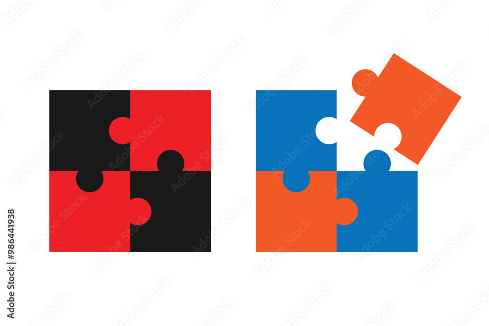 Puzzles grid - blank template. Puzzle pieces vector set. Puzzle jigsaw on white background. Set of puzzle pieces. Vector illustration. Puzzles grid - blank template. Puzzle pieces vector set. Puzzle jigsaw on white background. Set of puzzle pieces. Vector illustration.