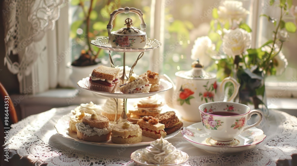 Afternoon Tea Party with Delicate Treats Afternoon Tea Party with Delicate Treats