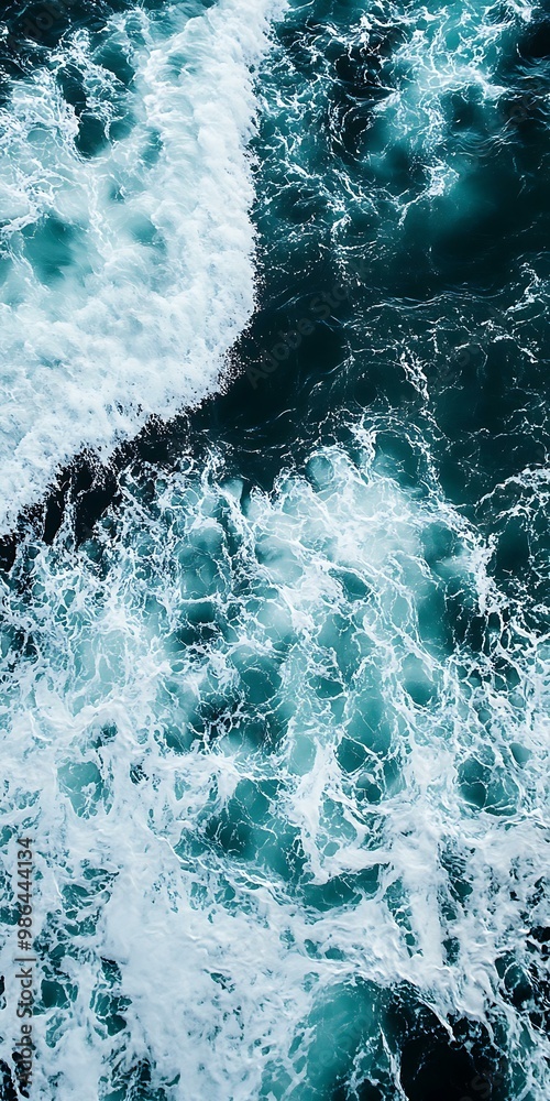 Aerial View of Ocean Waves with White Foam Aerial View of Ocean Waves with White Foam