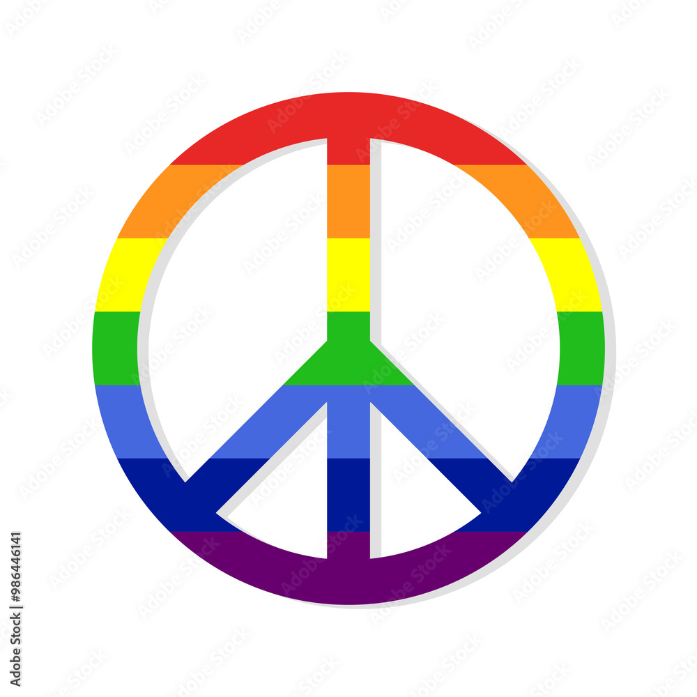 Icon International symbol of peace logo is in rainbow colors on a transparent background. Peace emblem of the anti military movement Icon International symbol of peace logo is in rainbow colors on a transparent background. Peace emblem of the anti military movement
