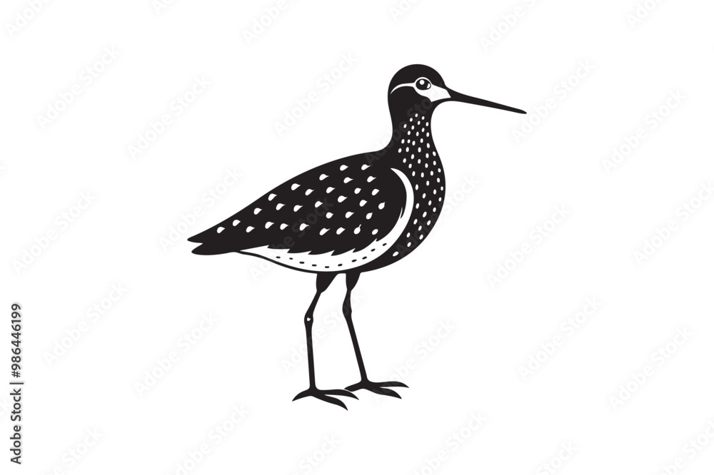 Obraz premium Sandpiper silhouette vector illustration, Sandpiper silhouette vector, Sandpiper silhouette PNG.