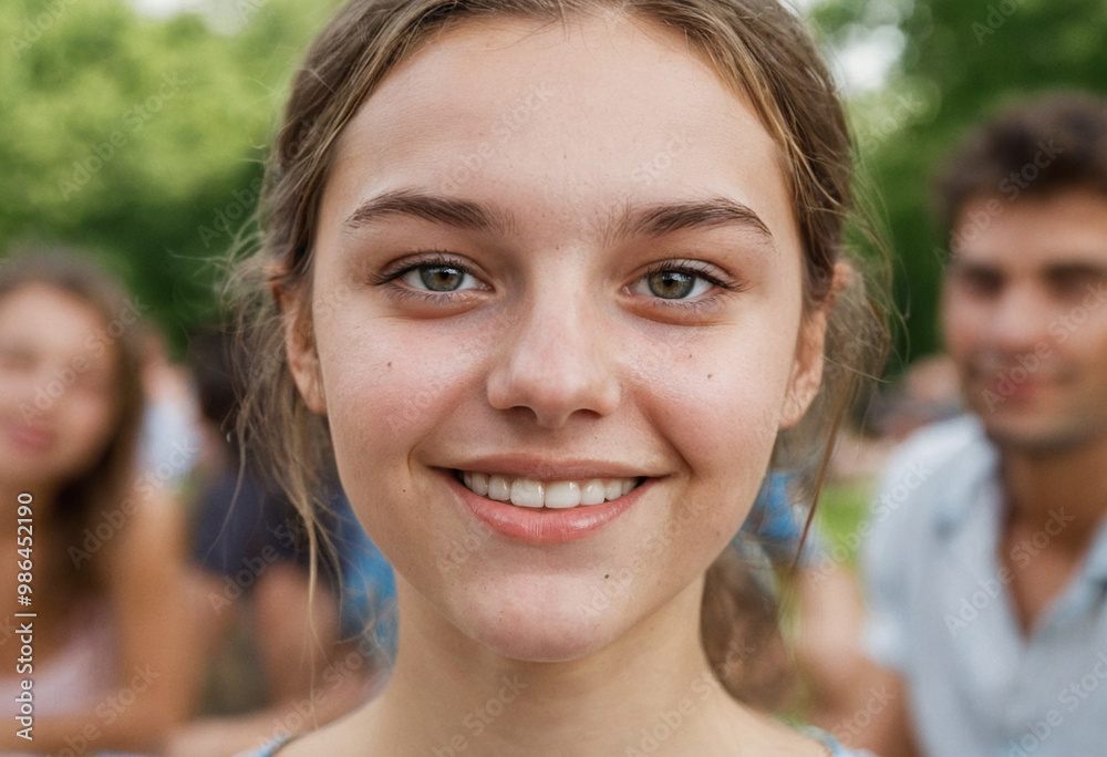 teenager, teenage girl, close-up face, friendly, cheerful and in a good mood, in a good mood and with a smile, smiling happily and contentedly, outside teenager, teenage girl, close-up face, friendly, cheerful and in a good mood, in a good mood and with a smile, smiling happily and contentedly, outside