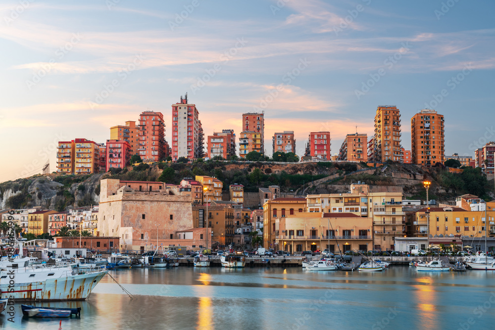 Fototapeta premium Porto Empedocle, Sicily, Italy Town Skyline