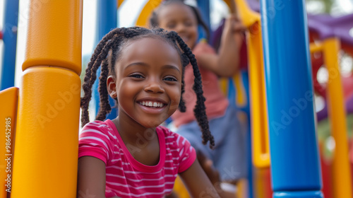 Black children joyfully playing together in a vibrant garden, enjoying a sunny afternoon filled with laughter and fun