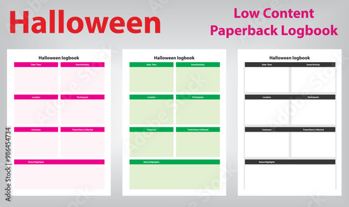 Halloween Planner low content paperback Logbook, October 31st Party Management Journal for Halloween Celebrations