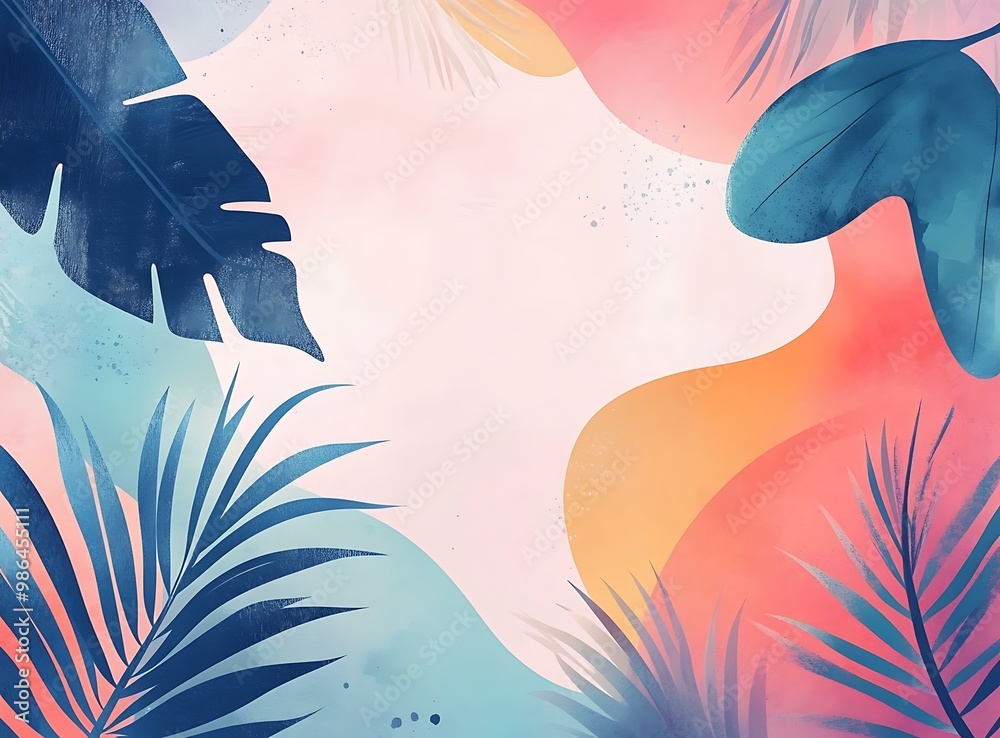 Tropical Leaves Abstract Watercolor Background Tropical Leaves Abstract Watercolor Background