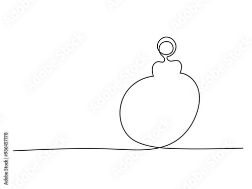 Hand drawn line art of Christmas decoration ball, isolated on white background (backdrop). Holidays. Culture. Vector illustration.