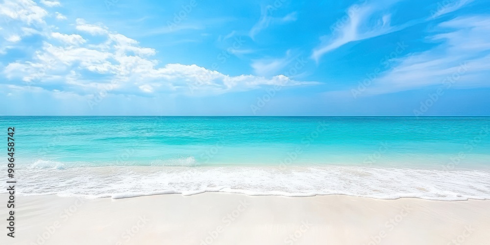 Fototapeta premium Tranquil Beach with Crystal Clear Water and Blue Sky
